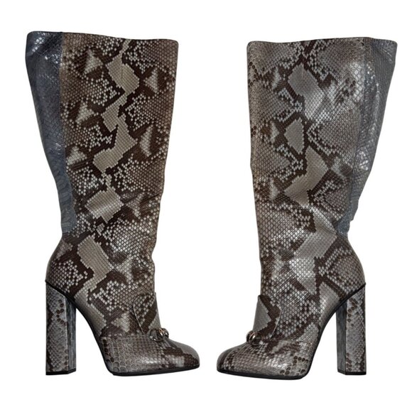 Gucci Aquamarine Blue Python Horse bit Knee-High Lillian Boots – Size 42– New - Picture 11 of 16